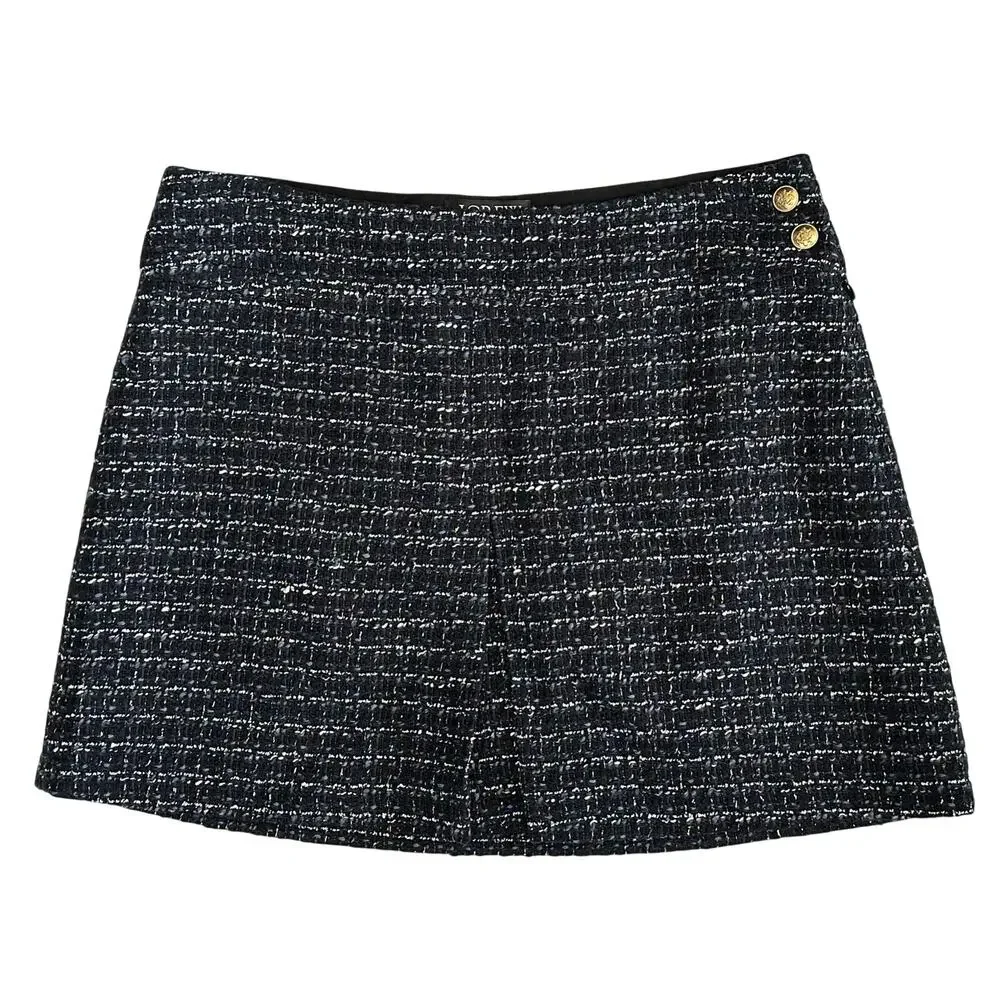 NWOT J. Crew Tessilgodi Center Pleat Mini Skirt in Italian Tweed CF687 Size 6